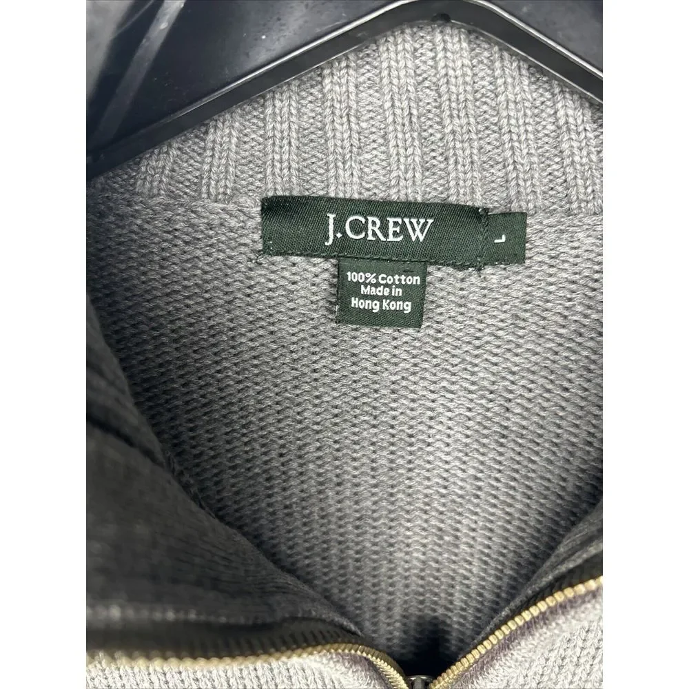 J.Crew Classic Grey Cotton Quarter-Zip Sweater Ribbed Knit Pullover‎
